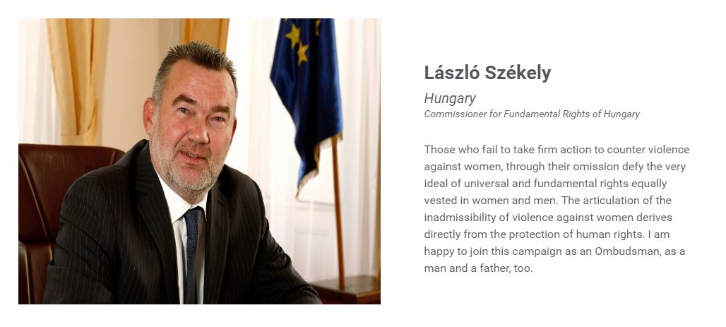 Hungarian Commissioner László Székely supports EIGE's While Ribbon Campaign against Violence against Women